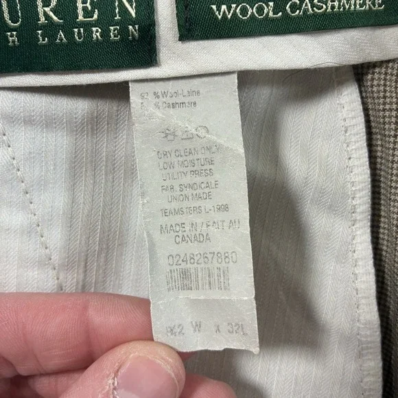 Vintage Lauren Ralph Lauren Wool Cashmere Pleated Dress Pants 43x30 Canada